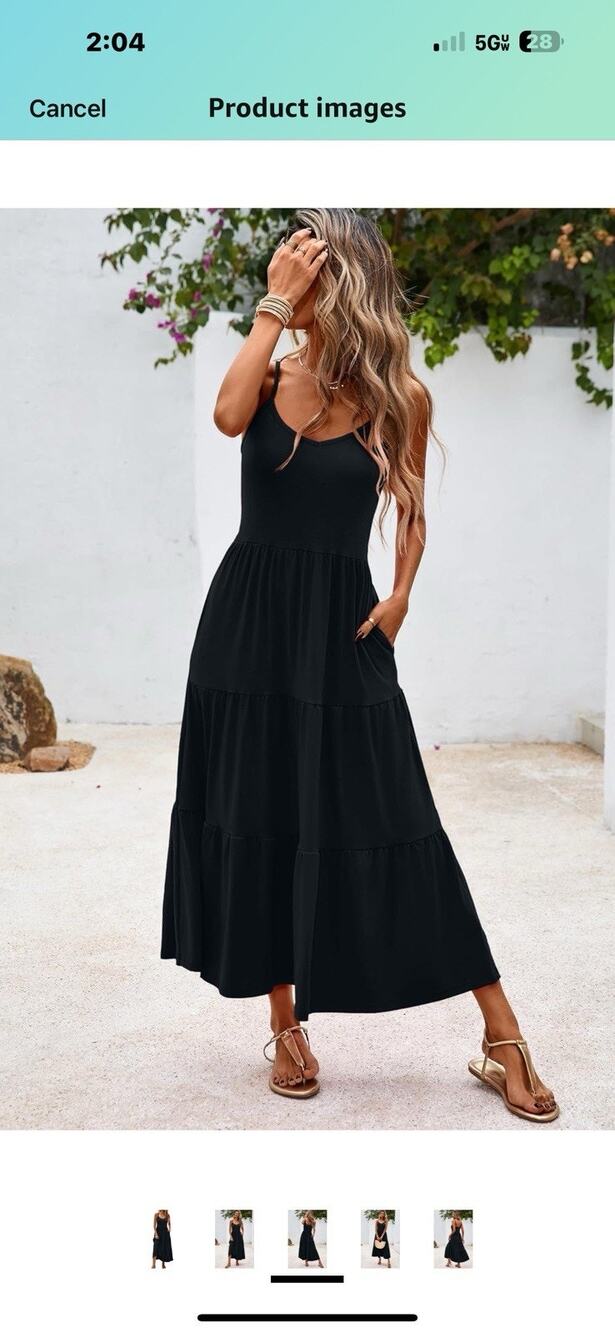 Flowy Tiered Maxi Dress Sleeveless Summer with Pockets Sz M